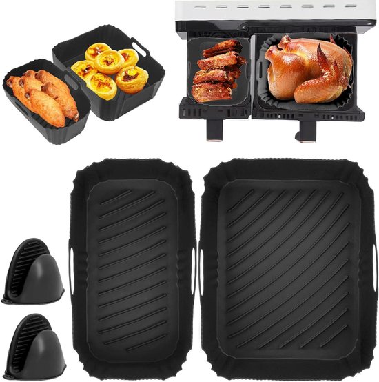 Siliconen vorm voor heteluchtfriteuse, airfryer, siliconen vorm, herbruikbare inzetstukken voor heteluchtfriteuse, hittebestendig, eenvoudige reiniging, airfryer, siliconen bakplaat, accessoires voor