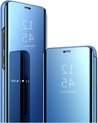 Allecto Plus - Étui à rabat transparent avec fonction support pour Samsung Galaxy S25 Ultra 5G - Blauw avec fenêtre d'affichage miroir. Protège contre les chocs avec support pliable.