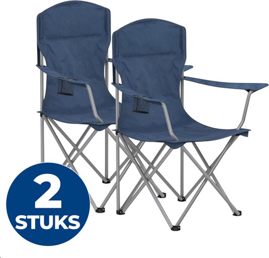 ACAZA Campingstoel - Luxe Campingstoelen Set van 2 - Strandstoel - Draagvermogen 150 kg - Klapstoel - Kampeerstoel - Vouwstoel - Camping - Strandstoel Opvouwbaar - Kamperen - Visstoel - Blauw