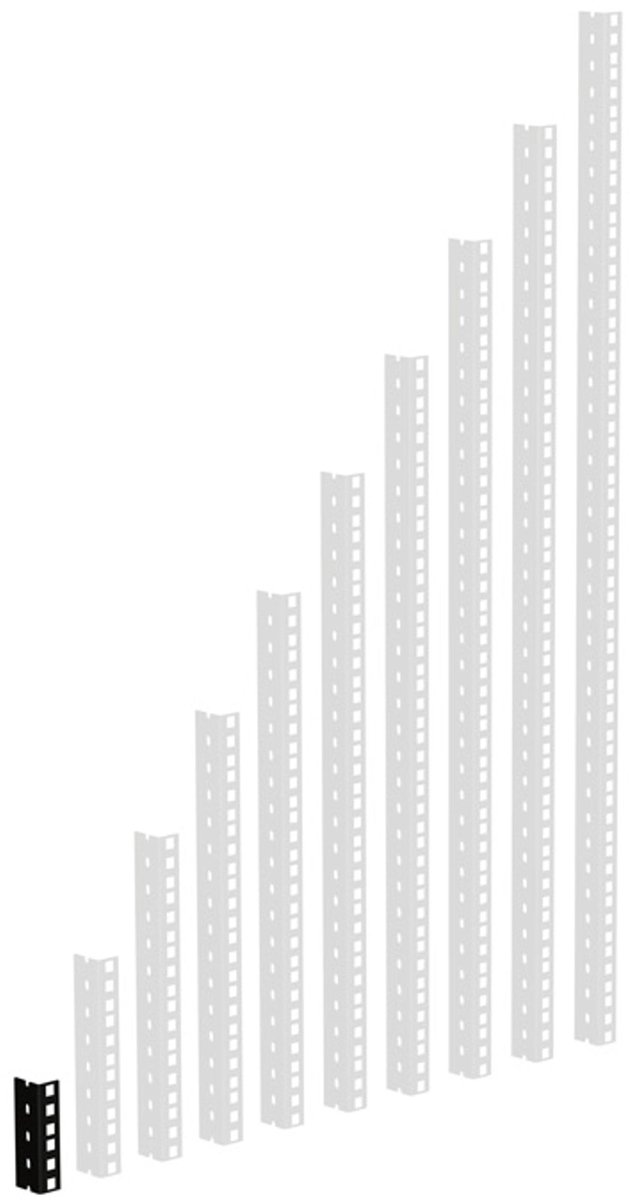 Adam Hall 61535B2 Rackrail, zwart geperforeerde gaten, 2 HE - Profiel