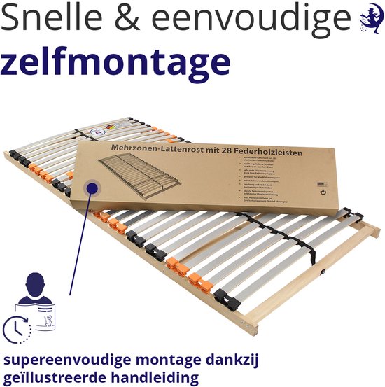 Lattenbodem 140 x 200 - Ergonomische 7 zones bedbodem met 28 latten - Belastbaar tot 200 kg