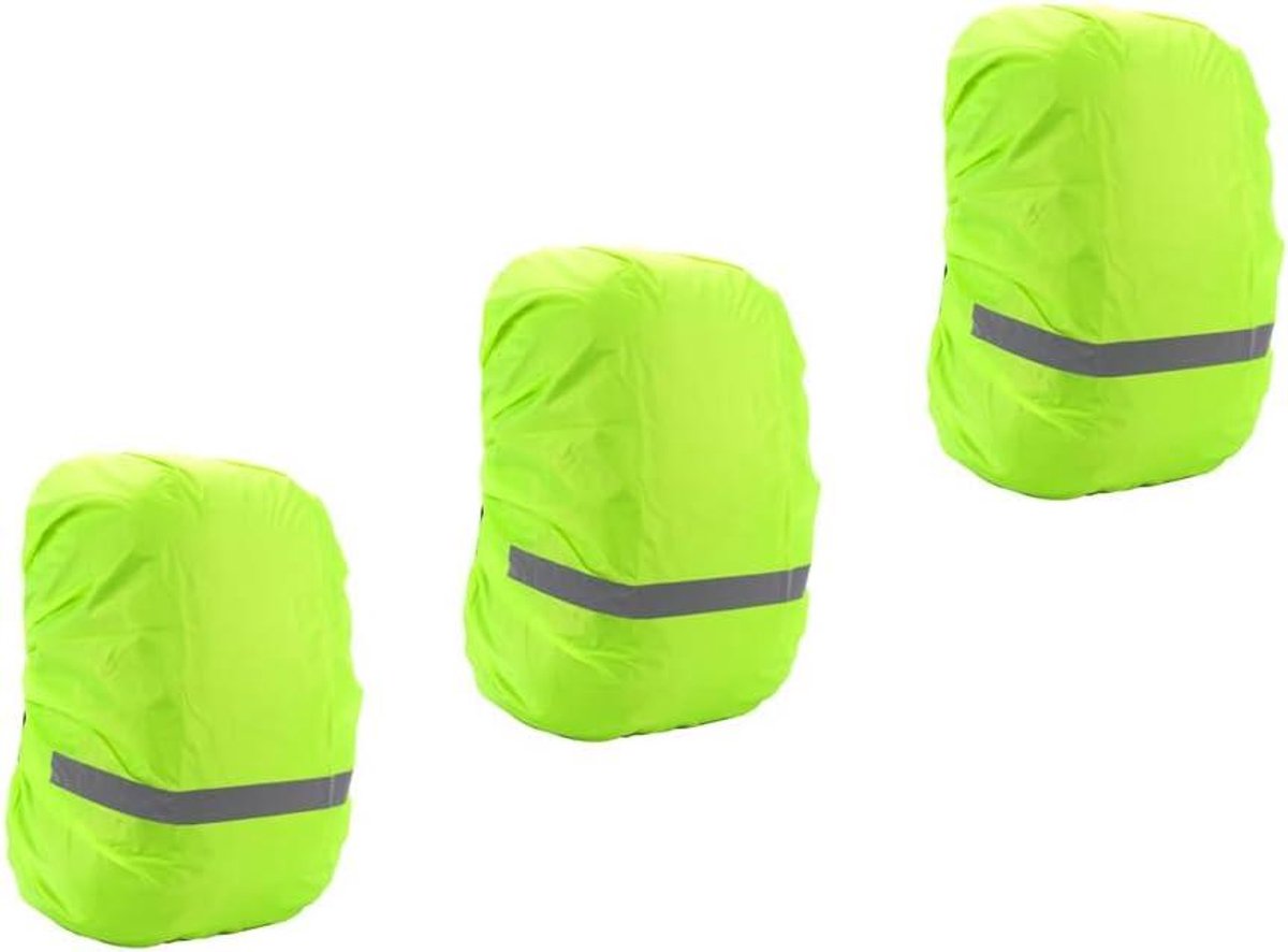 Allecto Plus - Pack van 3 Regenhoezen 18-30L voor Schoolrugzak - Waterdichte Regenhoes met Reflectoren voor Wandelen, Kamperen, Reizen en Fietsen