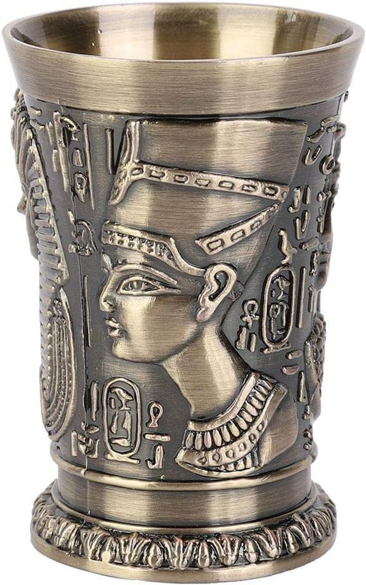 Metalen Beker Wijn Vintage Egyptische Stijl Decoratie voor Thuis met Ambachtelijke Kunstwerk