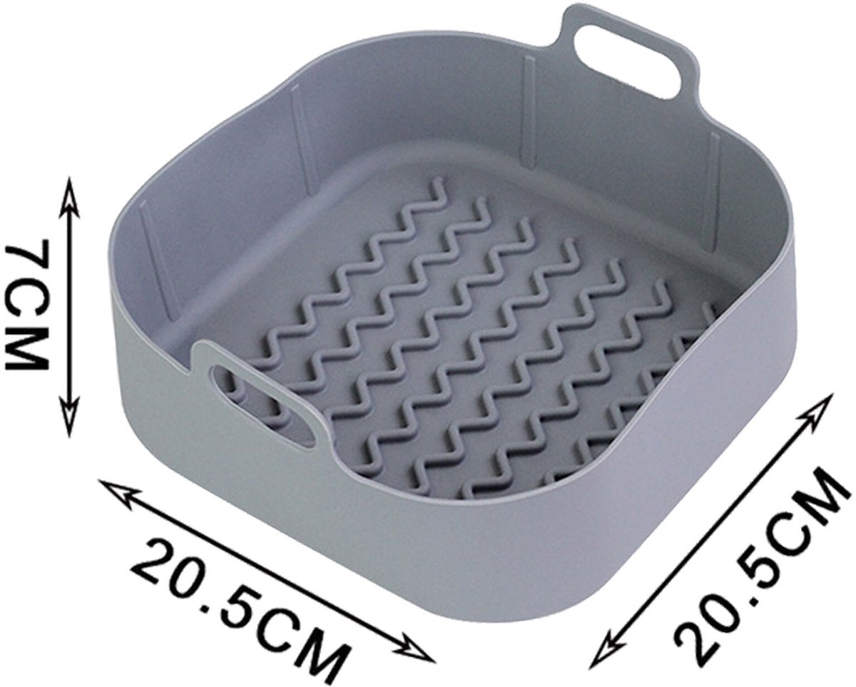 20,5 cm Airfryer Accessoires Mand Siliconen Pot Bakmat Oven Antiaanbakpan - Gray Wave