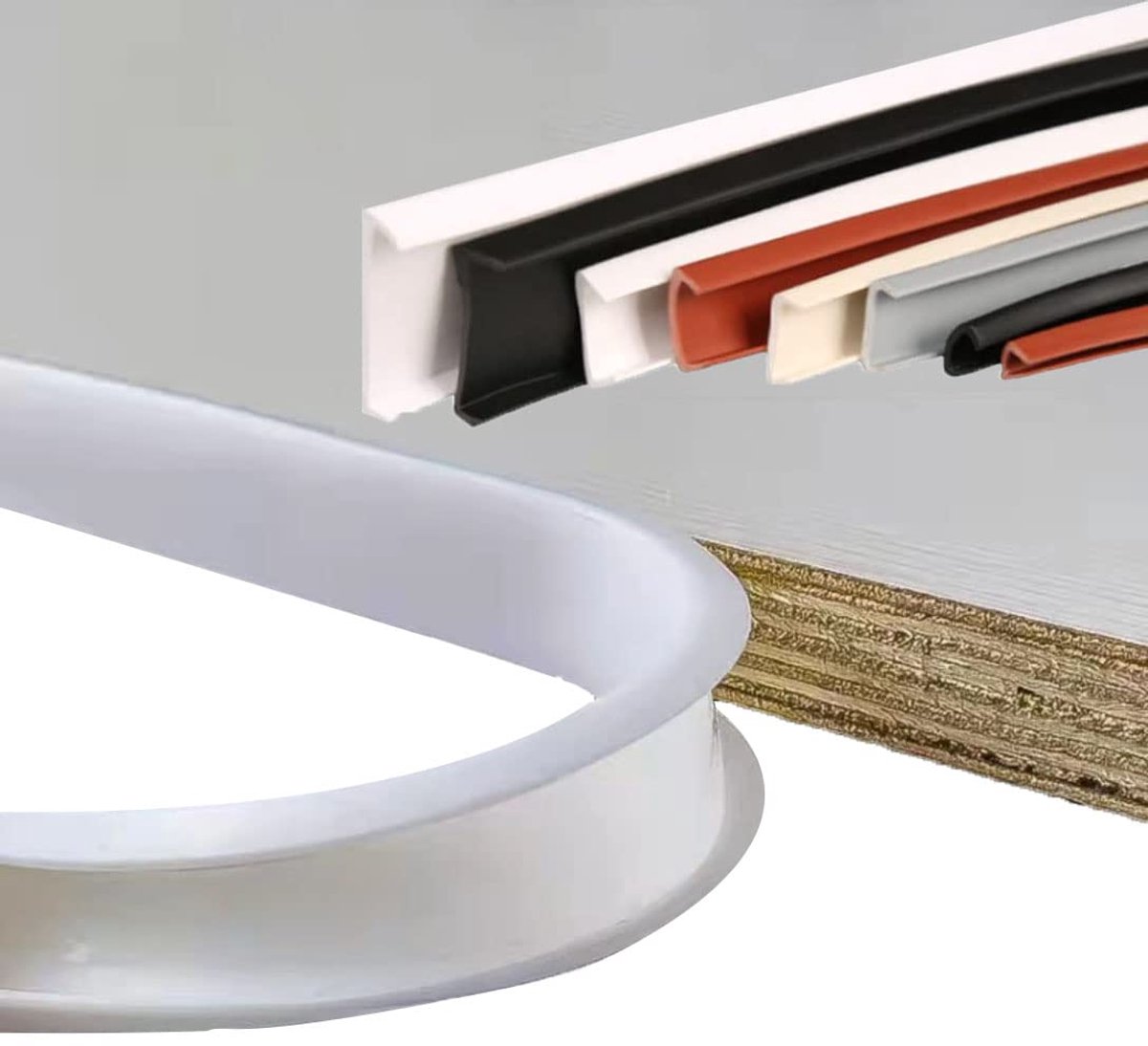 Ibenzoa® Veilige en Flexibele Zelfklevende Randbescherming voor Meubels en Kinderen, Ideaal voor Renovaties en Reparaties, Wit, U-vormige TPE-randband, 12 mm x 3 m