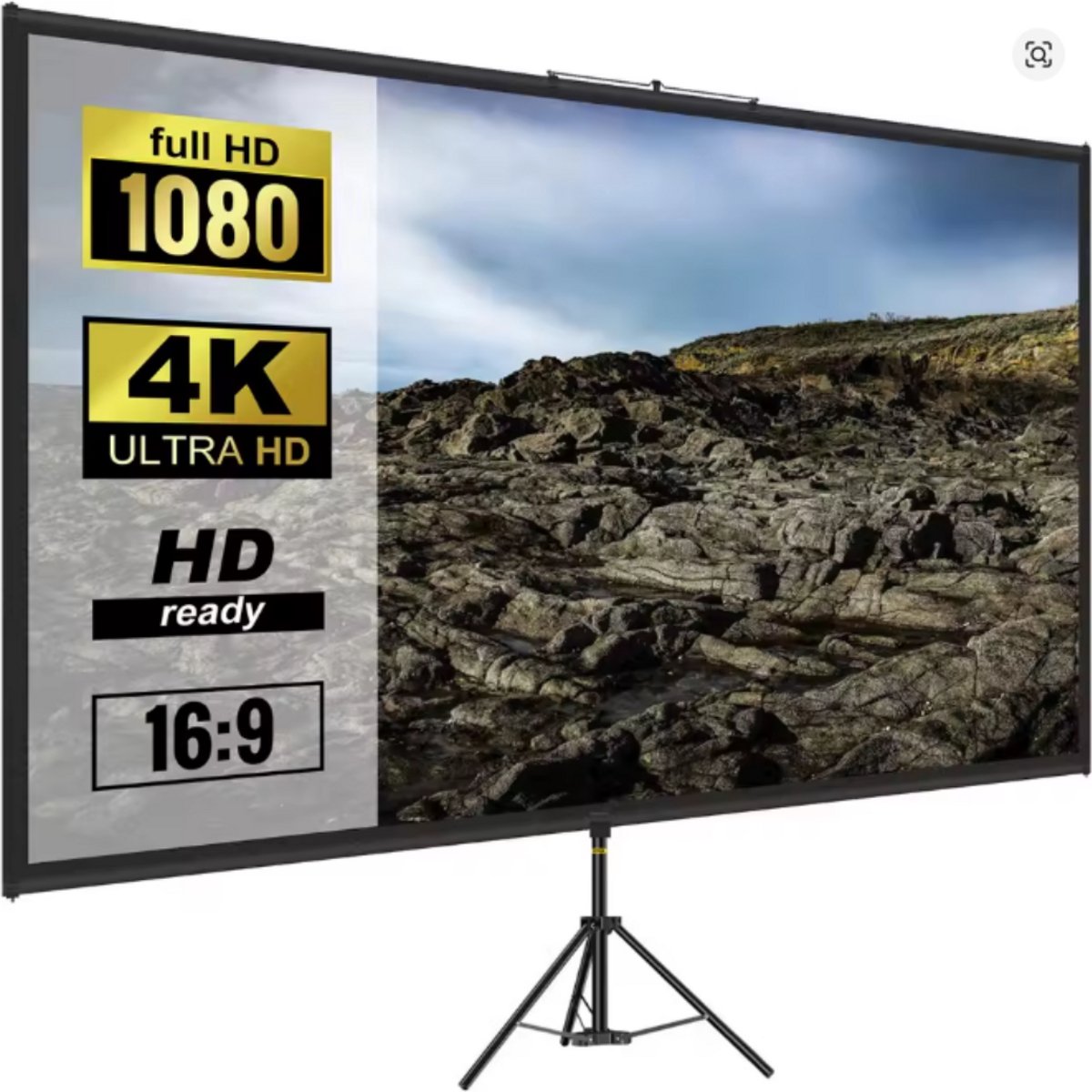 WNHB® Projectiescherm op Statief - 100 Inch - Draagbaar Beamer Scherm voor Binnen en Buiten - Home Cinema - 227x250 cm