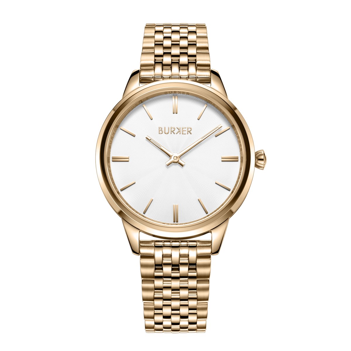BURKER Emily Horloge Dames - Rond - Goud Wit - Schakelband - 36 mm
