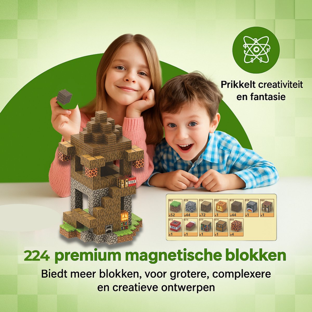 Magnetisch speelgoed – magnetisch bouwspeelgoed 224 stuks – magnetische bouwstenen - magnetische blokken – montessori speelgoed – magneten speelgoed - Uitkijktoren — cadeau in Spellen & Speelgoed - foto 3