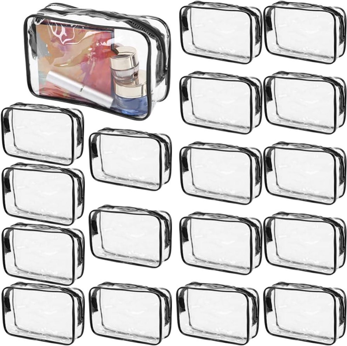 Transparante Toilettas - Waterdicht - voor Vloeistoffen - 18 Stuks