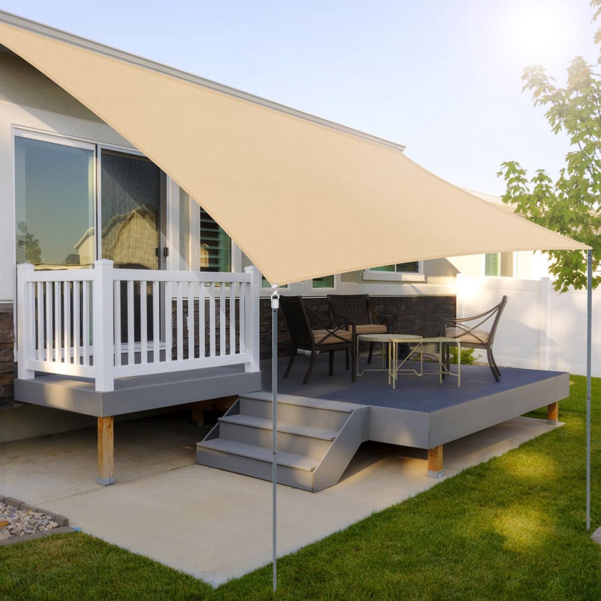 Ibenzoa® Veelzijdig Zonnezeil voor Optimale Bescherming tegen Zon en Weer, 3 x 4 m, UV-Bescherming