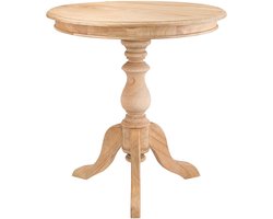 CLP Wiva Bijzettafel - rond - hout - 70cm diameter - voor woonkamer en eetkamer - Mindihout met tafelblad - natura