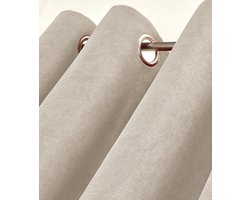 Home Style Alina Kant-en-Klaar Gordijn Beige | 140x260 cm | Verduisterend & Thermisch | Met Ringen | 100% Polyester 420 g/m² | Per Stuk