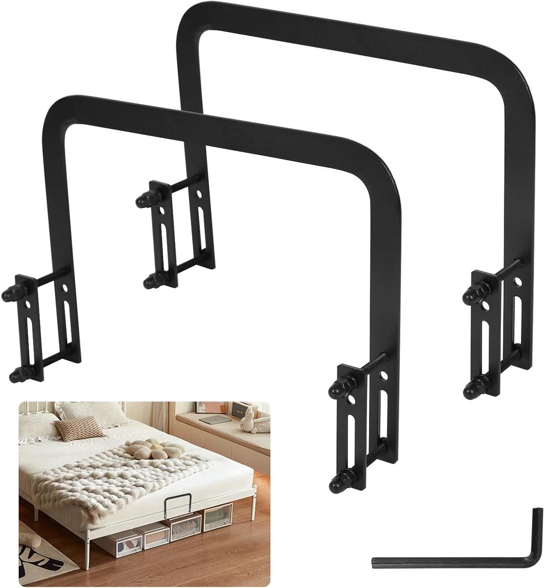 Allecto Premium - Matrasbeugel voor bedframes - Antislip matrashouder - Matrasstabilisator - Tatami zweefbedden - Eenvoudig te bevestigen - Set van 2 - Voorkomt verschuiven van matras