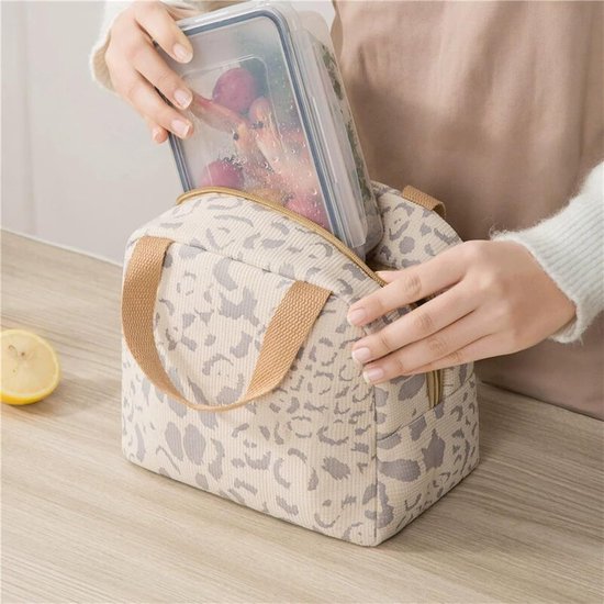 Kinderlunchtas - Herbruikbare lunchtas - Lunchtas - Lunchtas voor jongens en meisjes - 6L minikoeltas - Kleine geïsoleerde picknicktas - Voor werk, school, picknick, reizen (beige) van Merkloos — afbeelding 4