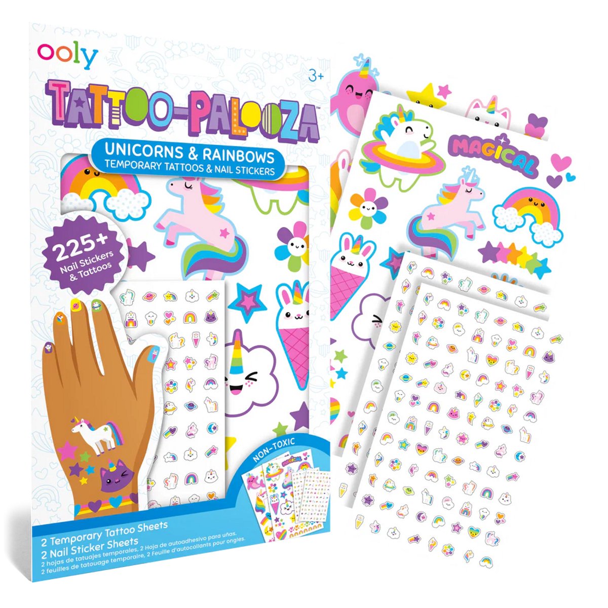 Ooly - Tattoo-Palooza - Tijdelijke tattoos & nail stickers - Unicorns & rainbows