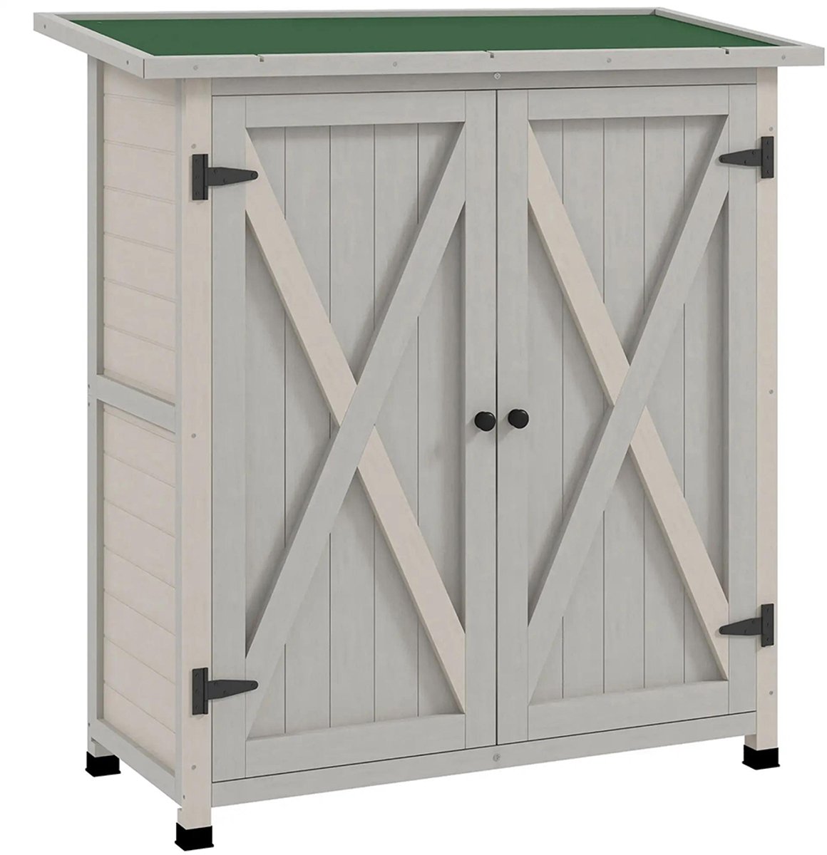 Sweiko Tuinhuis - Houten gereedschapsschuur - 2 planken - Asfaltdak - 110 x 55 x 117 cm - Lichtgrijs