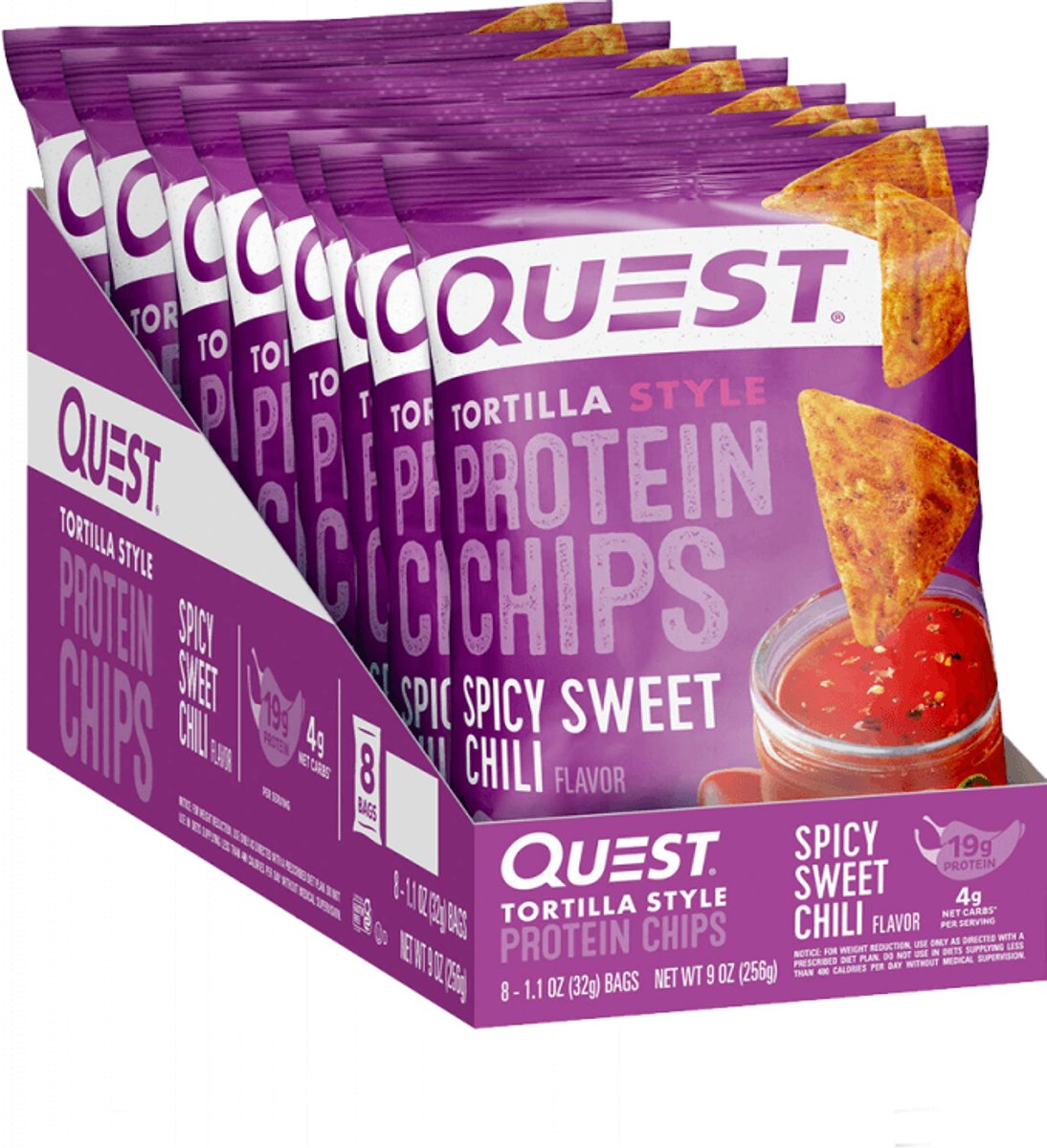 Quest Nutrition Protein Tortilla Chips (8x32g) Spicy Sweet Chili - Functionele voeding - Eiwit Snacks