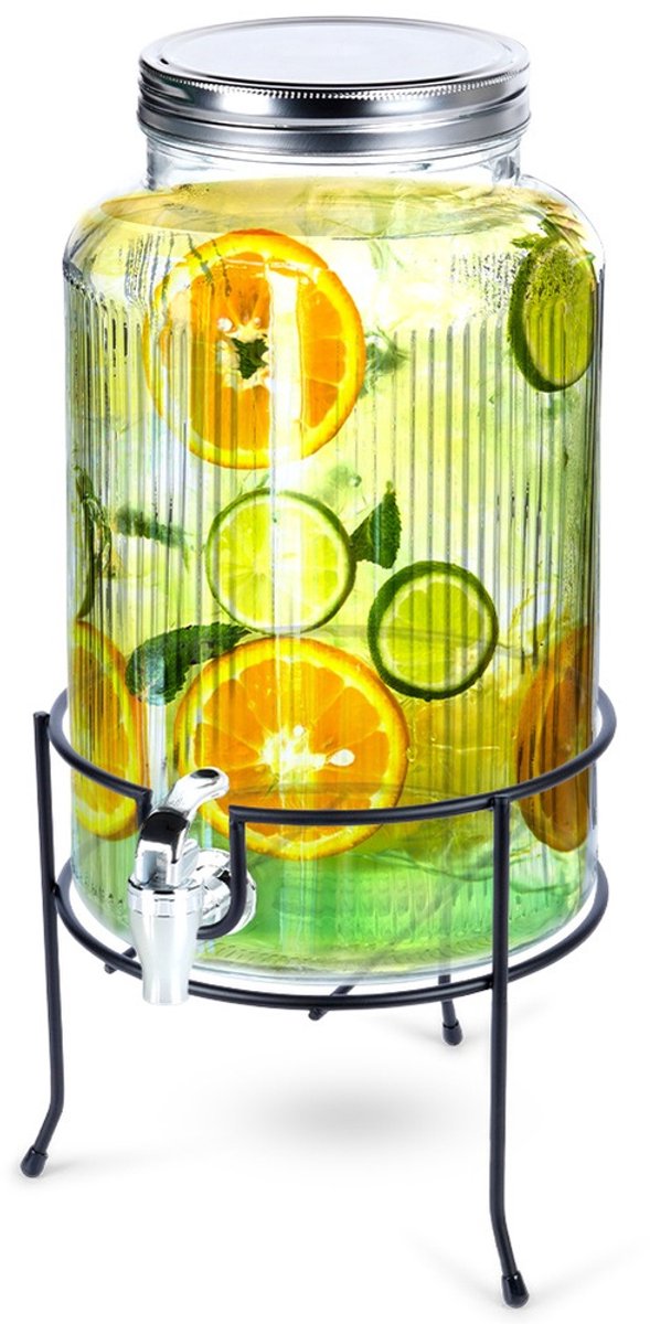 Drankdispenser met Kraan en Standaard Zwart 6,2 l - Kraantje - Limonadetap - Drank Dispenser - Limonadedispenser - Kan - Karaffe