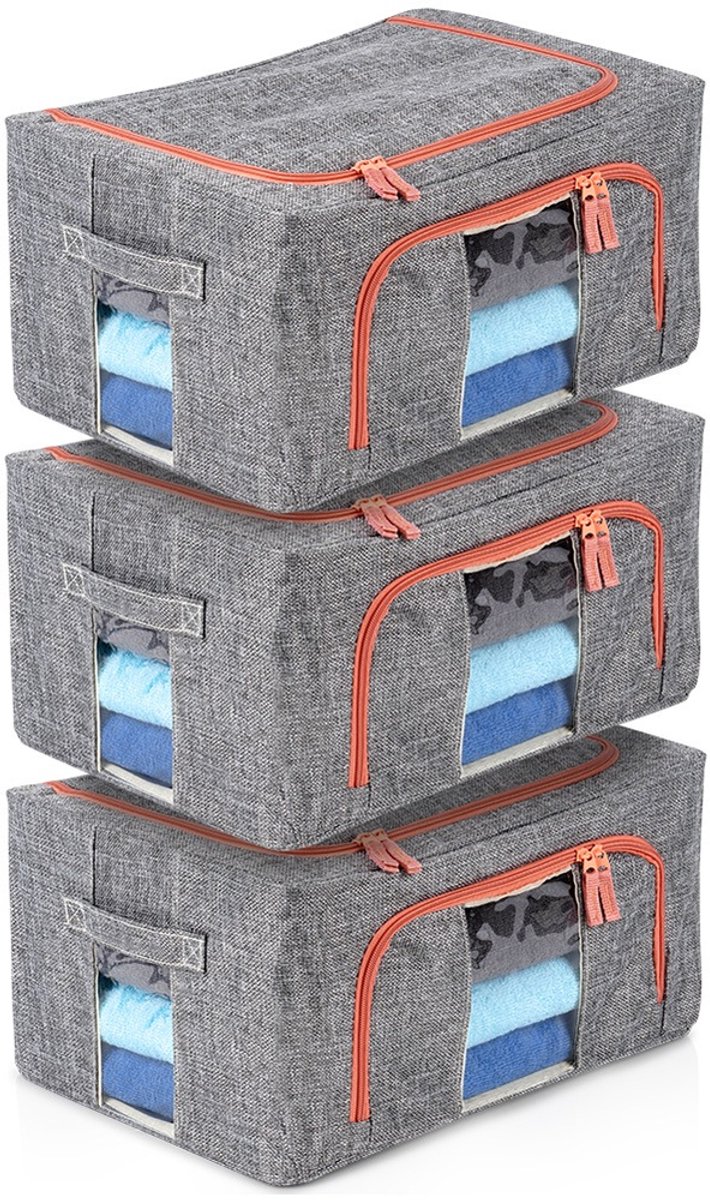 Opbergtas voor Beddengoed 22 l 3 stuks - Opbergzak - Organizer voor Dekbed Kleding - Opslag - Onderbed - Draagtas