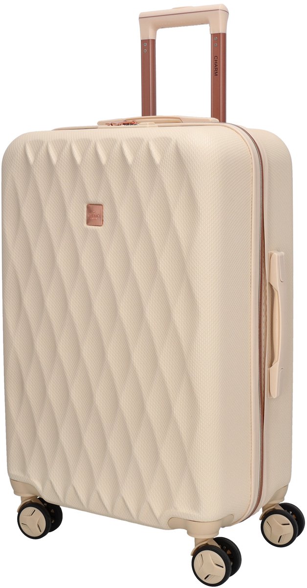 Charm London Honey Koffer - M - 74 Liter - 66 x 43.5 x 28 cm - TSA Slot - Middelmaat - Reizen - Travel - Hardcase - Beige
