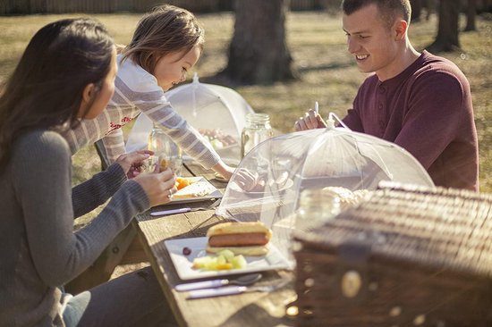 1 Stuk Mesh Outdoor Food Cover Tent - Opvouwbare paraplu tent - Ideaal voor picknicks, barbecues, kamperen en koken in de buitenlucht - Pop-up schermnet en bordbeschermer - Vliegenkap - Bescherm voedselborden en glazen tegen vliegen en insecten — afbeelding 5