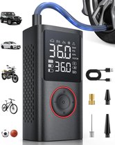 Elektrische luchtpomp, accucompressor, 150 psi, draagbare fietspomp, luchtcompressor met digitaal display en noodverlichting, acculuchtpomp voor auto, motorfiets, fiets, scooter, e-bike, ballen