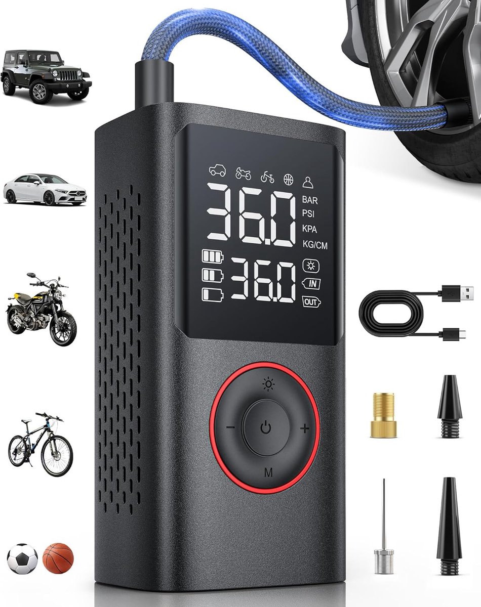 Elektrische Fietspomp USB - 10.3 bar Draagbaar