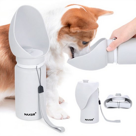 NAXSIR Opvouwbare Hondendrinkfles - Draagbaar Waterflesje voor Honden - Siliconen waterfles - 550ml