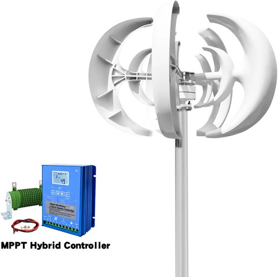 Foto: Windturbine verticale as windmolen windenergie generator duurzame energie windmolen 5000 watt vermogen weerbestendig ip54 12v met lcd hybride besturing