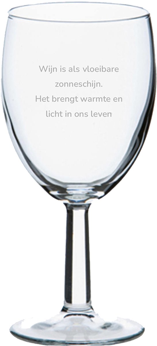 Gegraveerde wijnglas 24.5cl Wijn is als vloeibare zonneschijn
