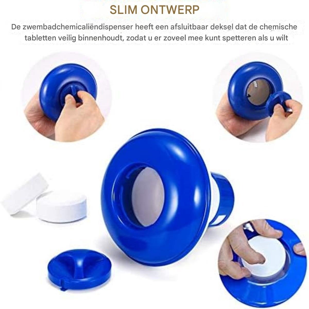 TOVBMUP Drijvende chloordispenser van 5 inch - desinfectiedispenser voor zwembaden - Geschikt voor binnen- en buitenzwembaden - 13*12,5*4,8 cm