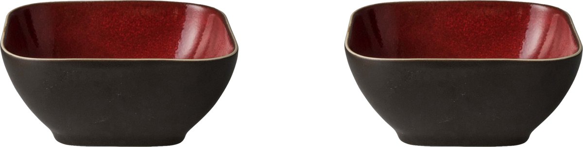 Palmer - Lava - Schaal - Kom - 2 stuks - 30 cl - 12 x 12 cm - Rood/Bruin - Stoneware - Bordenset