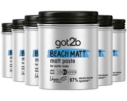 Got2b Beach Matt Paste - Haarstyling - Haarpaste - Matte Look - Chill Hold - Voordeelverpakking - 6x 100ml