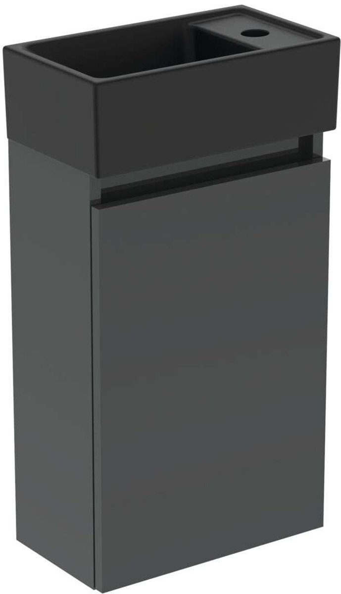 Ideal Standard Eurovit+ - Kast met fontein, 55x35x20 cm, 1 deur, donkergrijs/silky black R0578TI