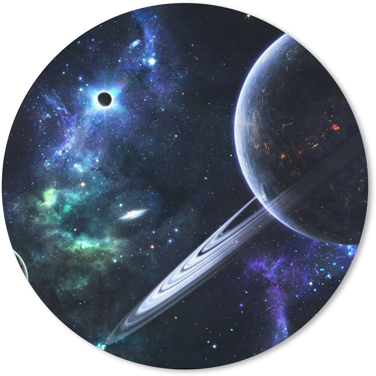Muismat rond 20x20 cm - Mousepad Kleurrijke afbeelding van de melkweg met planeten - Ronde muismatten