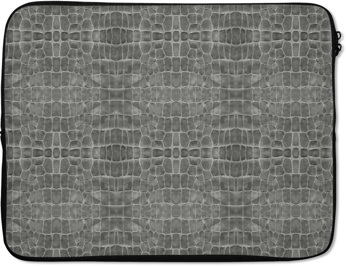 Laptophoes - Grijs - Leer print - Laptop - Laptopaccesoires - 17 Inch - Laptopcase