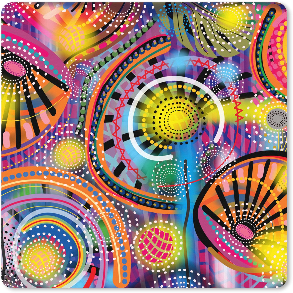 Muismat XXL 80x80 cm - Bureau onderlegger - Bureau mat Vormen - Kunst - Patronen - Psychedelisch - Bureaumat - Gaming mousepad xl - Bureaulegger groot - Computer deskmat