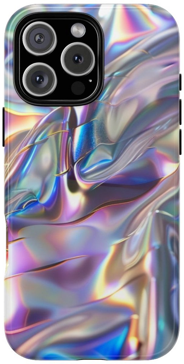 Iridescerende Holografische Textuur – Telefoonhoesje Geschikt voor iPhone 16 Pro Max
