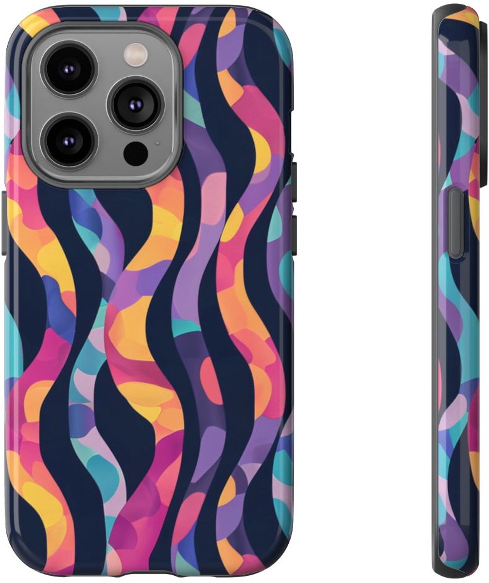 Kleurrijk Golvend Abstract Patroon – Telefoonhoesje Geschikt voor iPhone 14 Pro