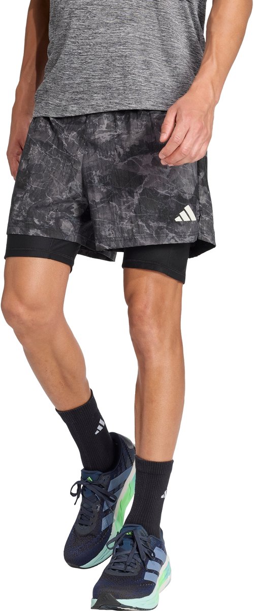adidas Performance Own The Run Spray Dye 2-In-1 Short Heren Grijs