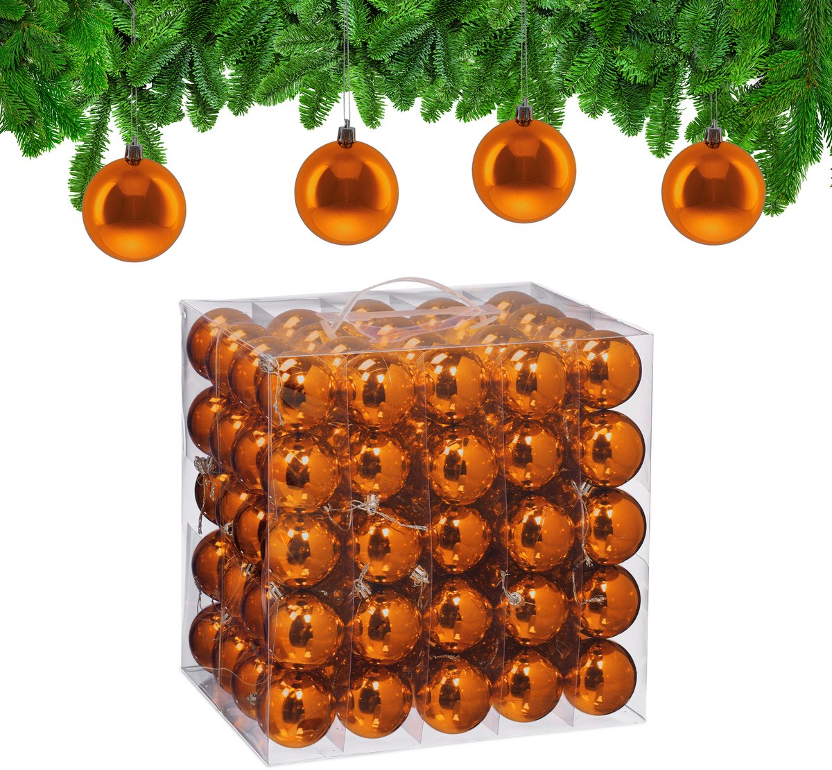 kerstballen set van 100 - Ø 6 cm - glanzend - kunststof - oranje
