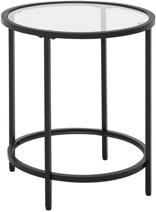 Table d'appoint HOMCOM - métal - verre - 48 L x 48 l x 54,7 H cm - noir