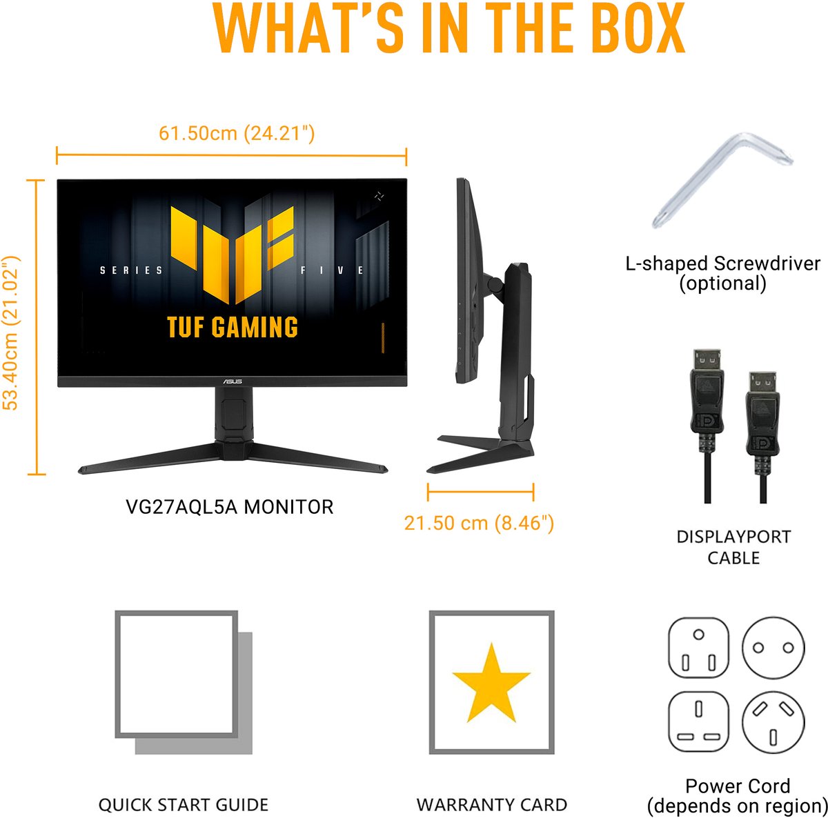 ASUS TUF Gaming VG27AQL5A - QHD Gaming Monitor - 210 Hz - FreeSync Premium - USB Hub - 27 inch thumbnail 3