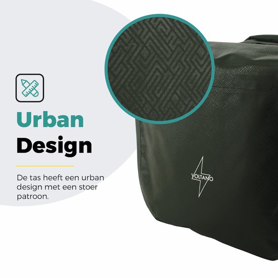 Voltano Dubbele Fietstas Rolltop Intense Green - 48 Liter - 100% Waterdicht - Fietstassen Electrische Fietsen Groen van Voltano — afbeelding 2