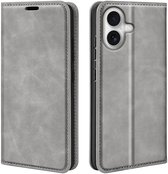 MobyDefend Hoesje - Geschikt voor iPhone 17 - Luxe Wallet Bookcase (Magnetische Sluiting) - Grijs