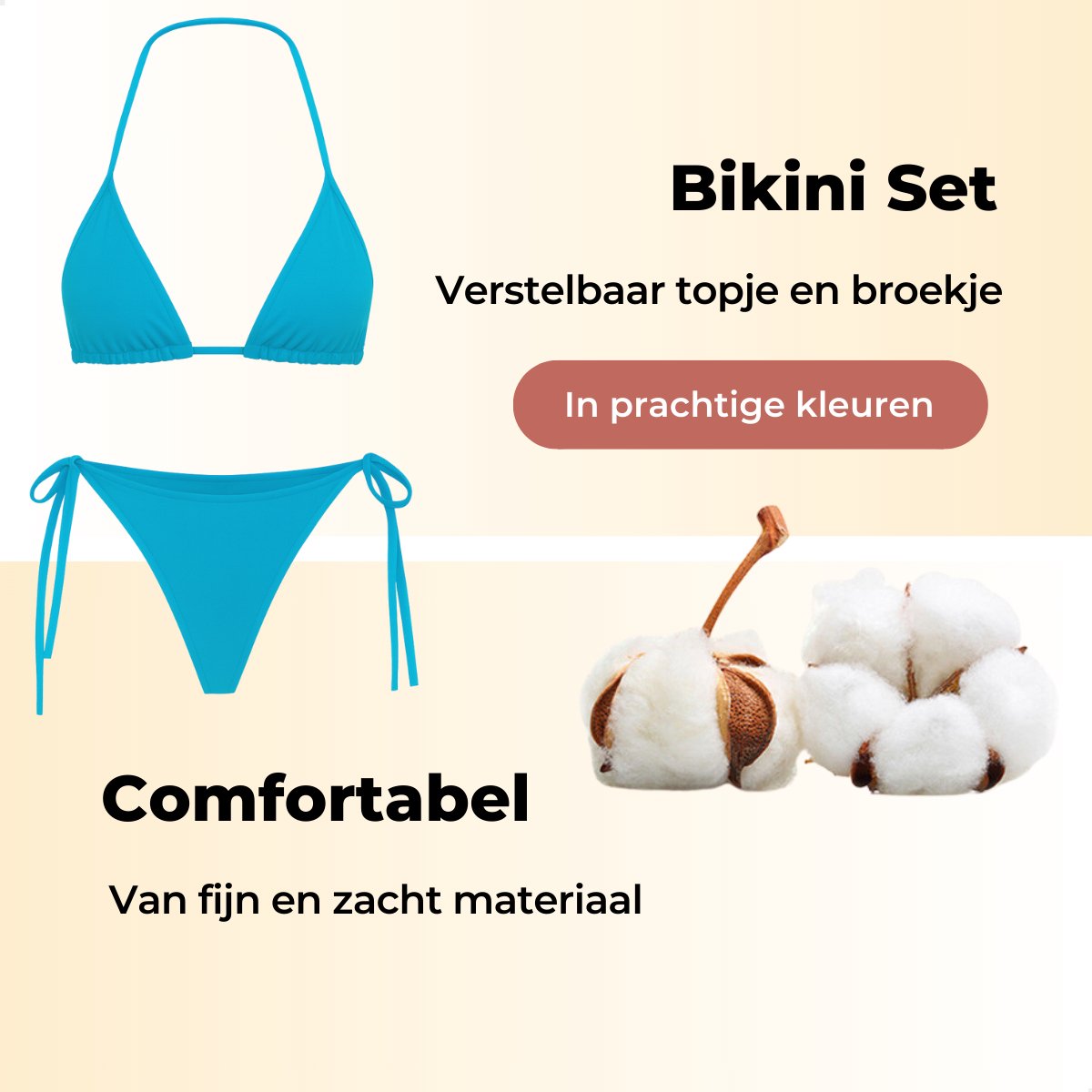 RENALUX Bikini Dames - Bikini Set Dames - Bikini Top en Bikini Broekje - Triangel Bikini Set - Blauw — afbeelding 3