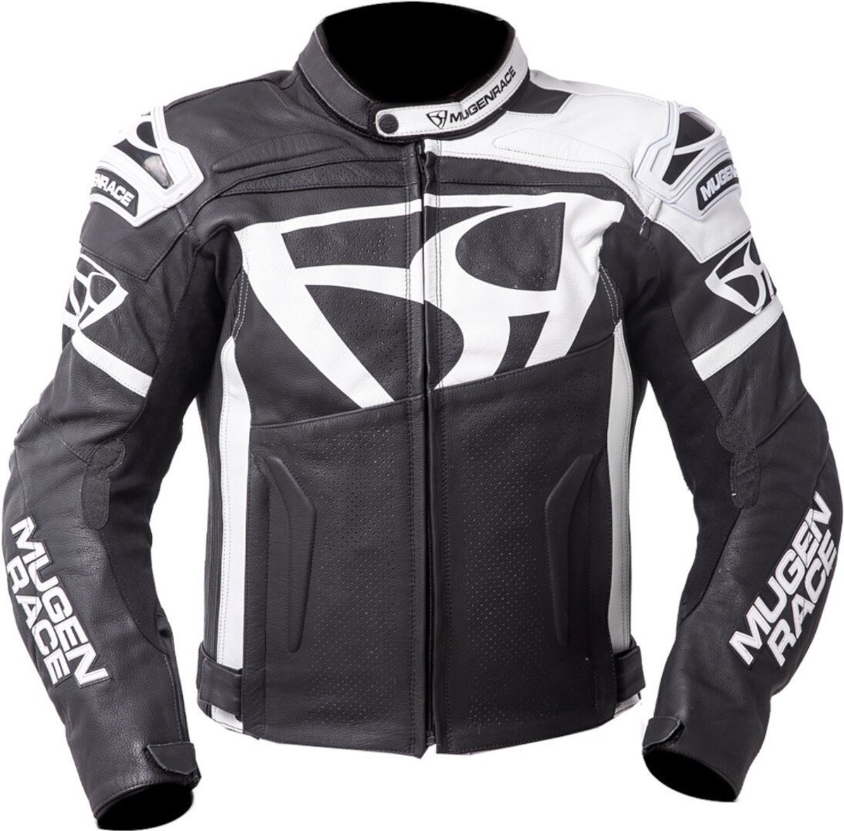 MUGENRACE Aggressore Zwart Wit Leren Jas - Jas