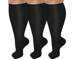 Twin Pack grote compressiekousen voor mannen en vrouwen met extra brede kuit- en kniekousen voor een betere bloedsomloop (3XL)