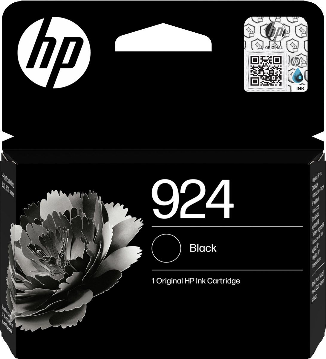HP 924 Black Original Ink Cartridge inktcartridge 1 stuk(s) Origineel Normaal rendement Zwart