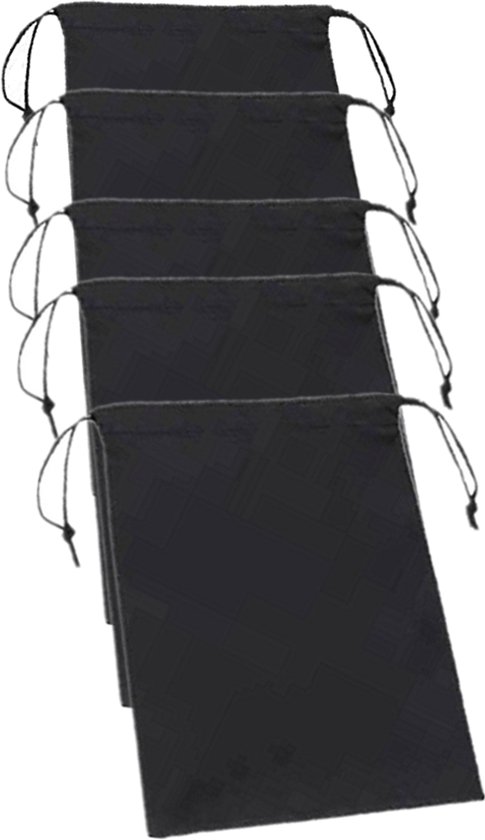 Lot de 5 sacs de rangement à cordon 15 x 20 cm Zwart
